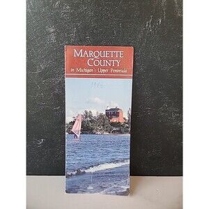Marquette County In Michigan's Upper Peninsula Tourist Brochure Map Vintage